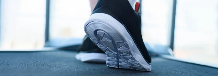 Sneakers walking on a treadmill