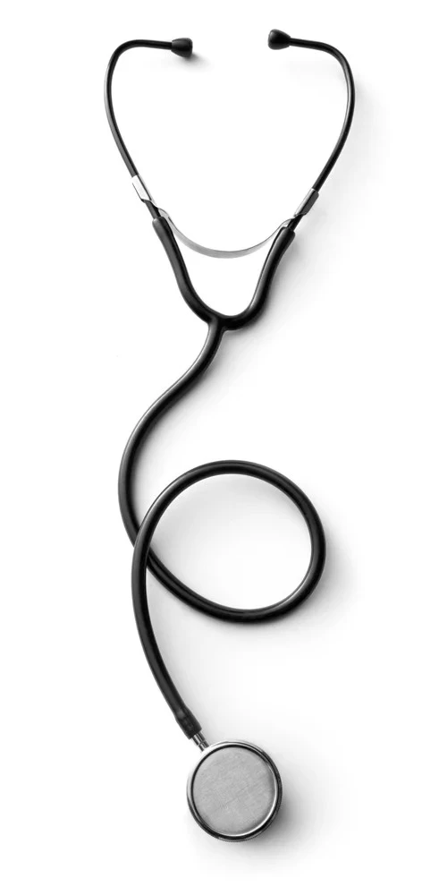 An image of a stethoscope against a white background